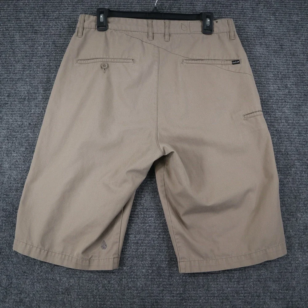 Volcom Friggin Chino Shorts Mens 32 Khaki Tan Cotton Blend Skate Casual Summer